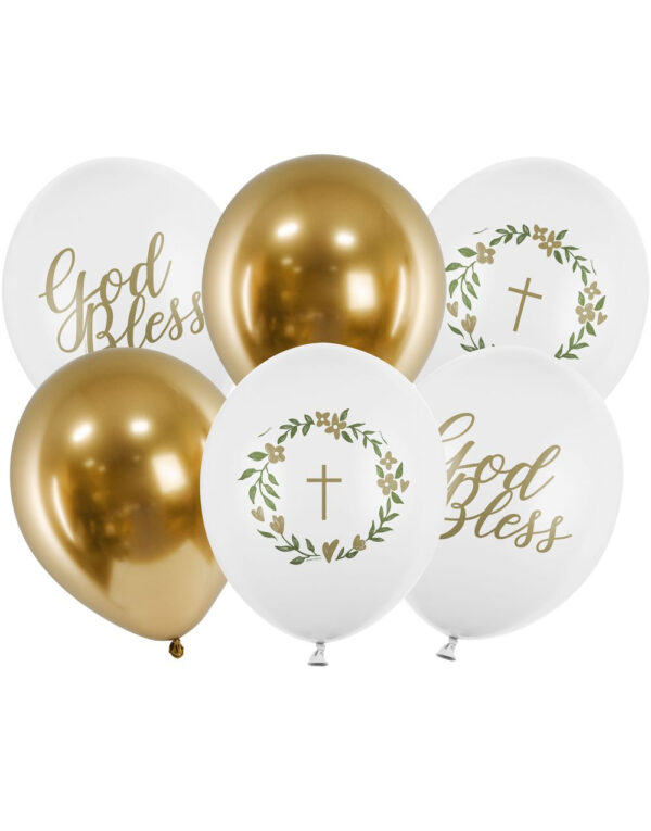 6 stk 30 cm Ballonger - God Bless Ballongbukett