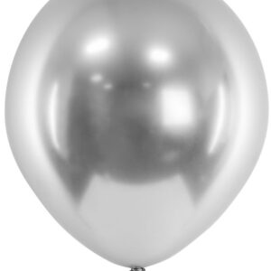 50 stk Glossy Mirror Sølvfargede Ballonger 12 cm