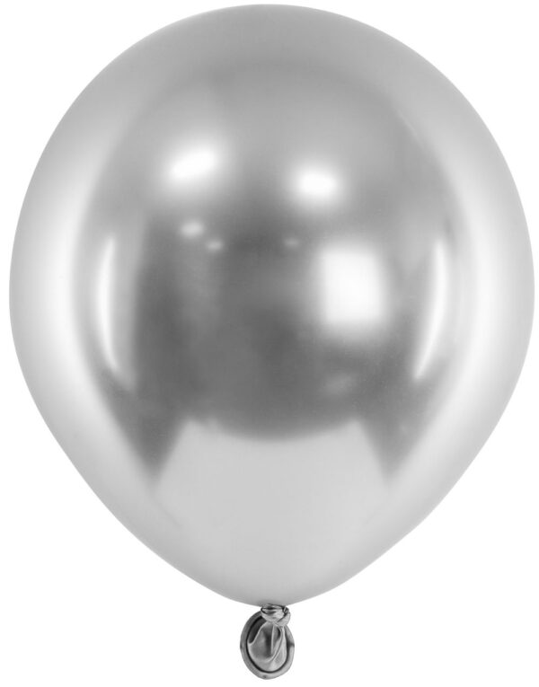 50 stk Glossy Mirror Sølvfargede Ballonger 12 cm