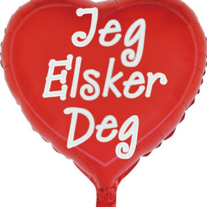 Jeg Elsker Deg - Hjerteformet Folieballong med Tekst 46 cm