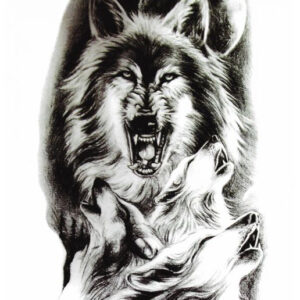 Howling Wolves (Fake Tattoo)