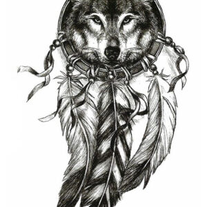 Wolf Dreamcatcher (Fake Tattoo)