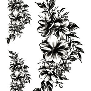 Black & White Flowers - 3 stk Tatoveringer (Fake Tattoo)