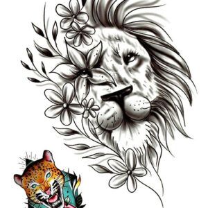 Lion & Leopard - 2 stk Tatoveringer (Fake Tattoo)