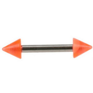 Rett Øyenbrynspiercing med UV Orange Spike Kuler - 1.2 x 8 mm