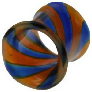 Twister Piercing Tunnel Pyrex in Blue and Orange