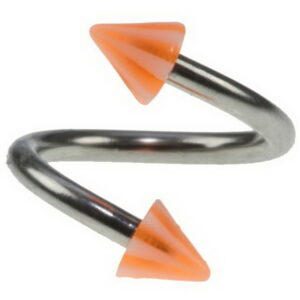 Curve Øyenbrynspiercing med Orange og Hvit Spikes - 1.2 x 8 mm