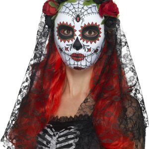 Black Bride - Day of The Dead Ansikstmaske med Slør