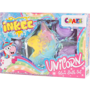 Craze Inkee Glam Bath Set - Enhjørning Badebombe Sett med Marshmallow Aroma