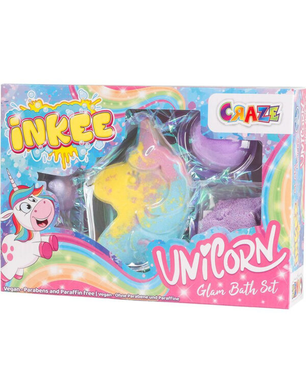 Craze Inkee Glam Bath Set - Enhjørning Badebombe Sett med Marshmallow Aroma