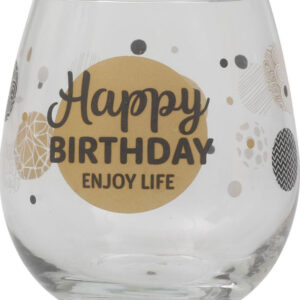 Happy Birthday Enjoy Life - Fotløst Vinglass/Ølglass/Brusglass - 450 ml