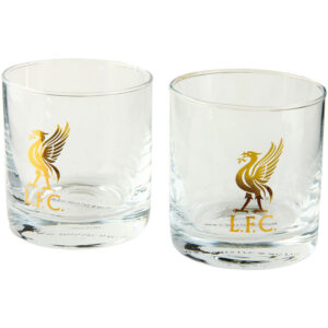 2 stk Lisensiert Liverpool Whiskey Glass med Gulltrykk