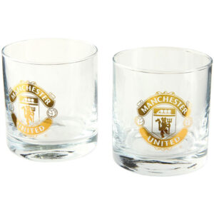 2 stk Lisensierte Manchester United Whiskey Glass med Gulltrykk