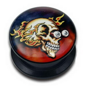 Flame Skull - Svart Piercing Plugg