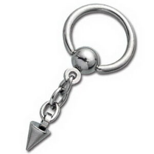 Silver BCR Piercing with Haning Spike - 1.6 mm x 10 mm