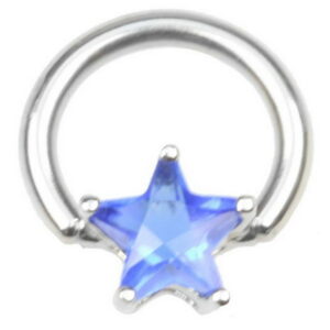 BCR Piercing med Stjerneformet Blå Sten