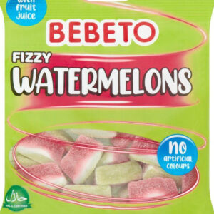 Bebeto Fizzy Watermelons - Vingummi med Sur Vannmelonsmak 150 gram
