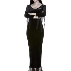 Lisensiert Addams Family Morticia Kostyme med Parykk