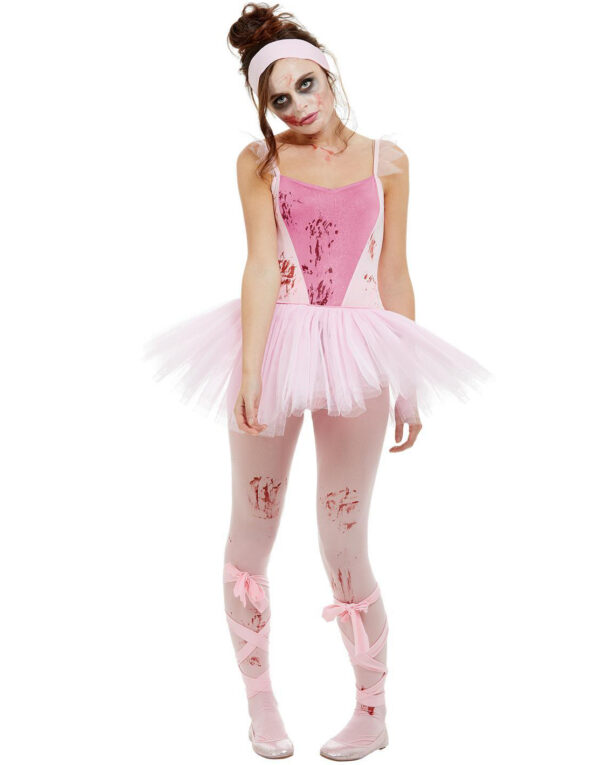 Rosa Zombie Ballerina Kostyme 4 Deler