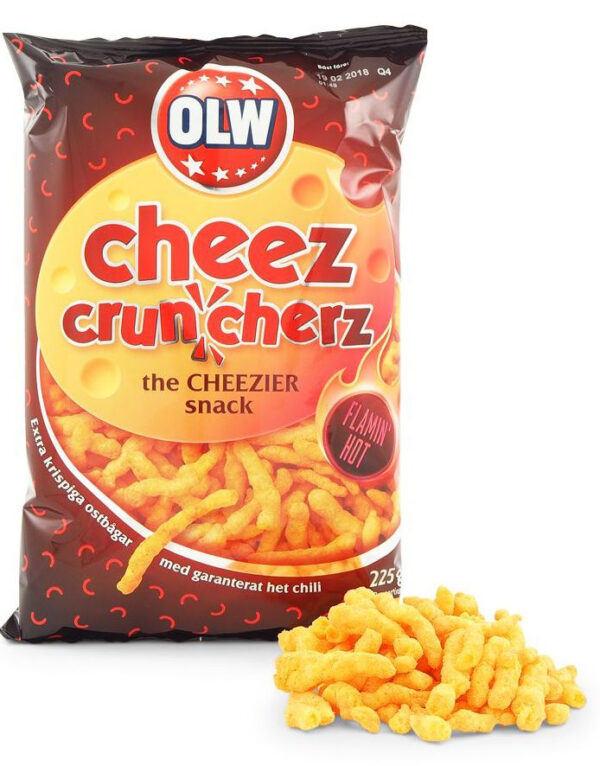 OLW Flamin Hot Cheez Cruncherz med Chili 225 gram