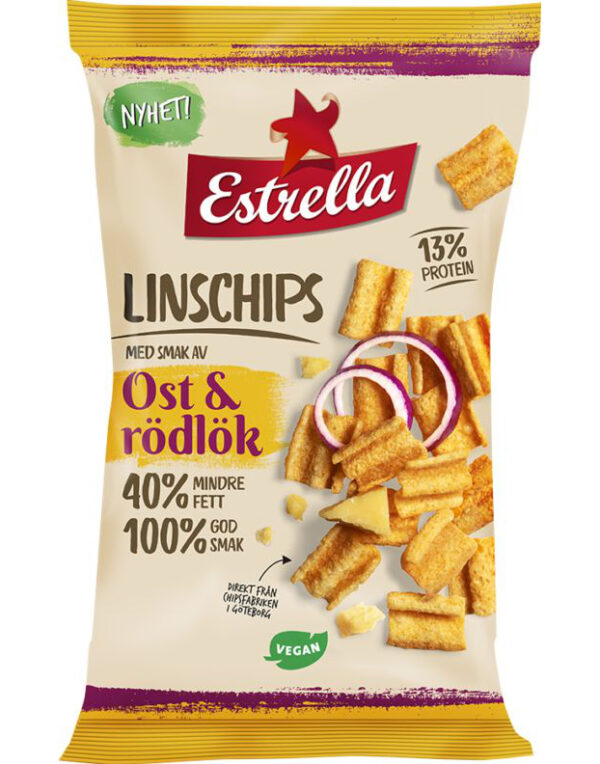 Estrella Linschips Ost & Rødløk 110 gram - Vegansk