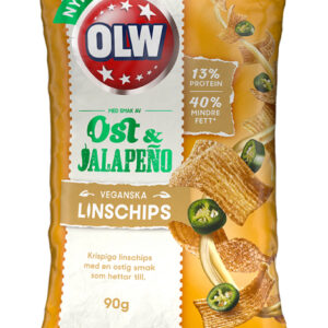 OLW Riflet Linschips Ost og Jalapeno 90 gram - Vegansk