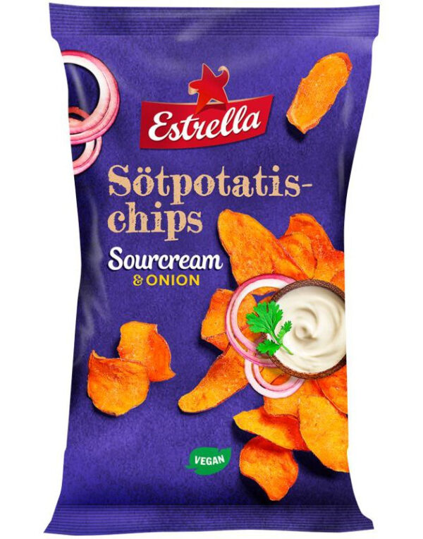 Estrella Sötpotatis Chips Sourcream & Onion 90g