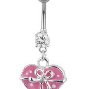 Gift Wrapped Heart Navlepiercing - Rosa