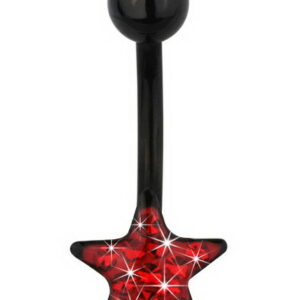 Star of Diamonds Navlepiercing - Black/Red