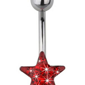 Star of Diamonds Navlepiercing - Steel/Red