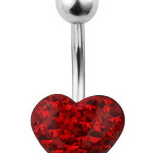Heart of Diamonds Navlepiercing - Steel/Red