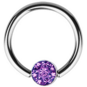 BCR Piercing with Sprakling Purple Stone