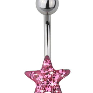 Star of Diamonds Navlepiercing - Steel/Rose