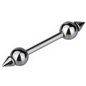 Ear Barbell With Spiked Ends - Steel