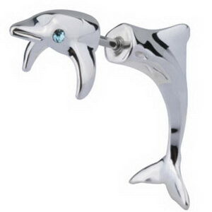 Fake Piercing med 3D formet Delfin - Stål