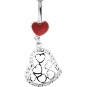 Victorian Heart Belly Piercing - Red