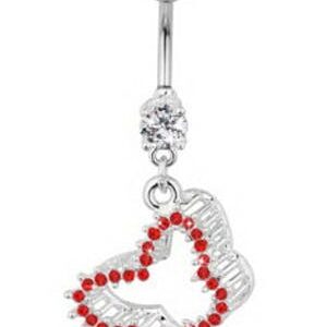 Sparkling Butterfly Belly Piercing - Red