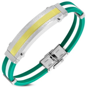 Golden Stripe - Grønt og Hvitt Armbånd