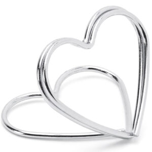 10 stk Hjerteformede Bordkortholdere i Sølv