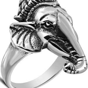 Afrikansk Elefant - Sølvfarget Ring i Kirurgisk Stål