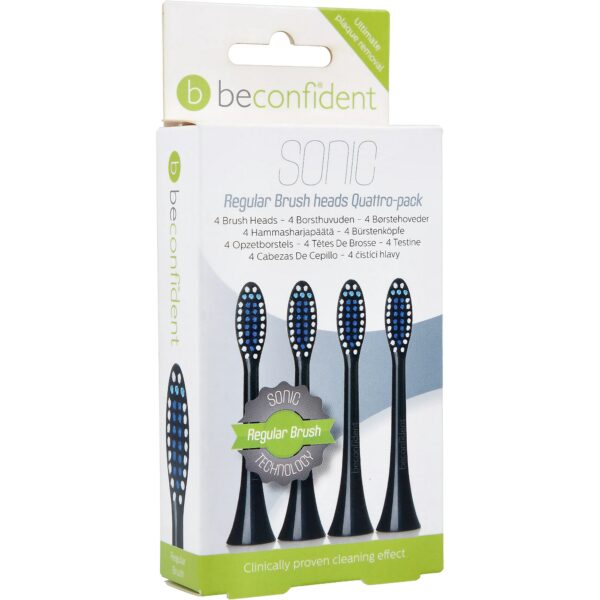 Beconfident Twin pack Beconfident Sonic tootbrush heads. Black