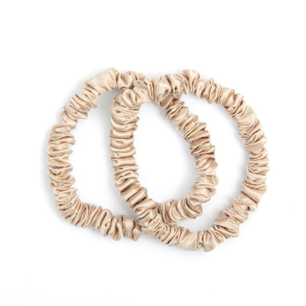 ByBarb Silk Hair Tie Thin 2 Pack Beige