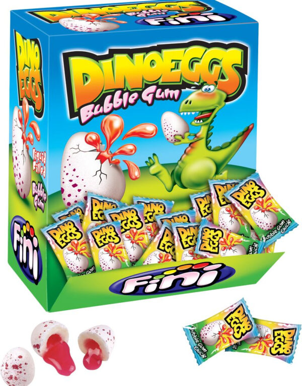 200 stk Fini Dino Eggs / Tyggegummi med Flytende Kjerne - Hel Eske