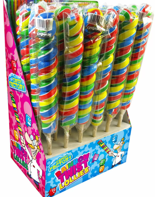 24 stk Twist Rock Pops - Regnbuefarget Kjærlighet på Pinne - Hel Eske 1