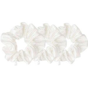 Cloud & Glow Spring Collection Silk Scrunchies 4 cm  White