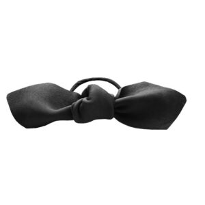 Corinne Leather Bow Big Hair Tie  Black