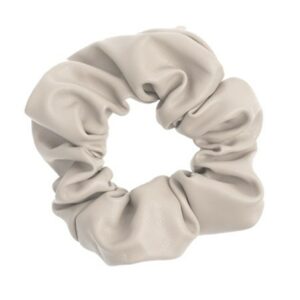 Corinne Leather Scrunchie  Cream