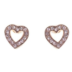 Dazzling Earrings Col Outline Heart W Clear Crystals Gold