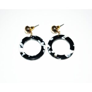 Dazzling Earrings gold stud with black/white  plastic
