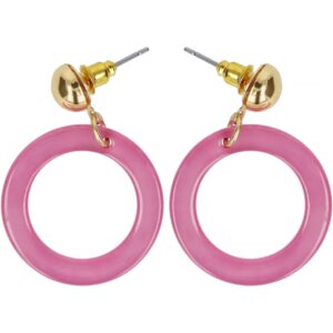 Dazzling Earrings gold stud with pink plastic